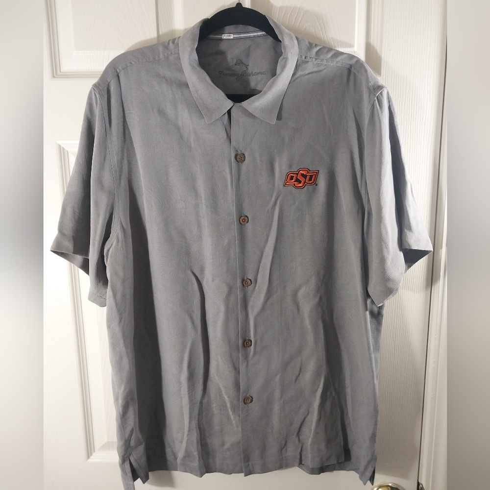 Tommy Bahama Silk OSU Cowboys Floral Embossed shirt Size L